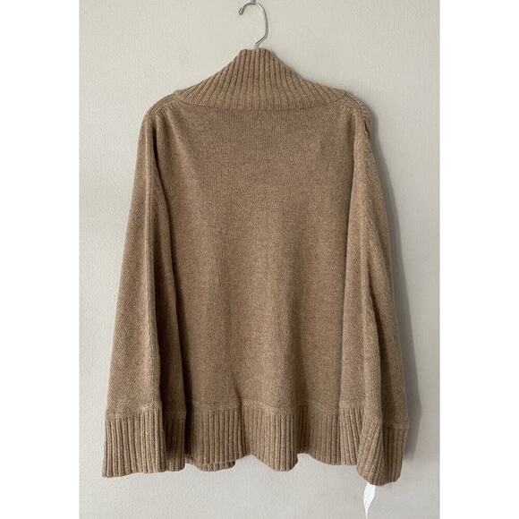 NEW Portolano Wool Blend Poncho Beige One Size Cape Pullover Minimalist Sweater - Picture 2 of 6